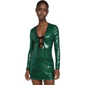 The Wolf Gang Brillo Sequin Dress Emerald Wicked Holiday Sorority Jewel Tone